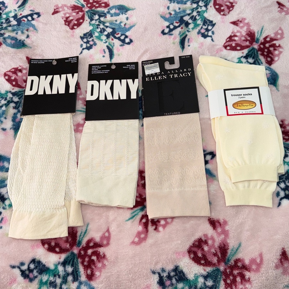 5 variety of trouser socks in eggshell color, beautiful under dress pants